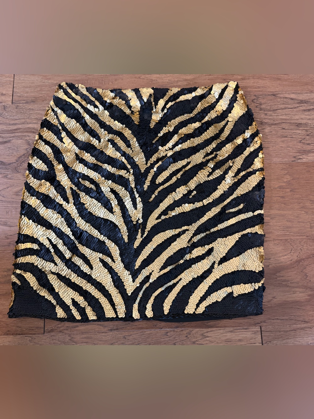 Lillie Rubin Sequin Zebra Mini Skirt 100% Silk